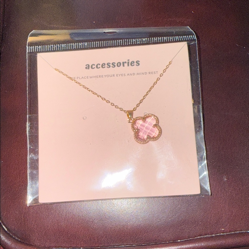 Macy's Gold and Pink Clover Necklace
